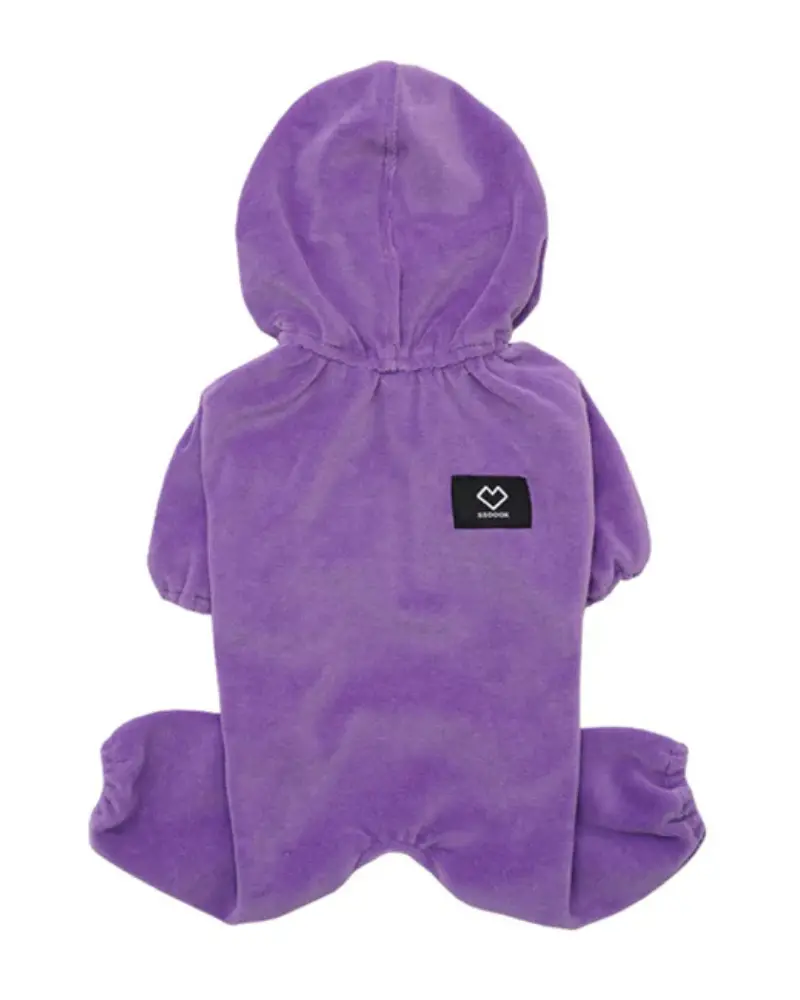 Velour Coverall Onesie For Dogs - Regular Fit (In Purple, Ivory, Or Black) (Final Sale) 1