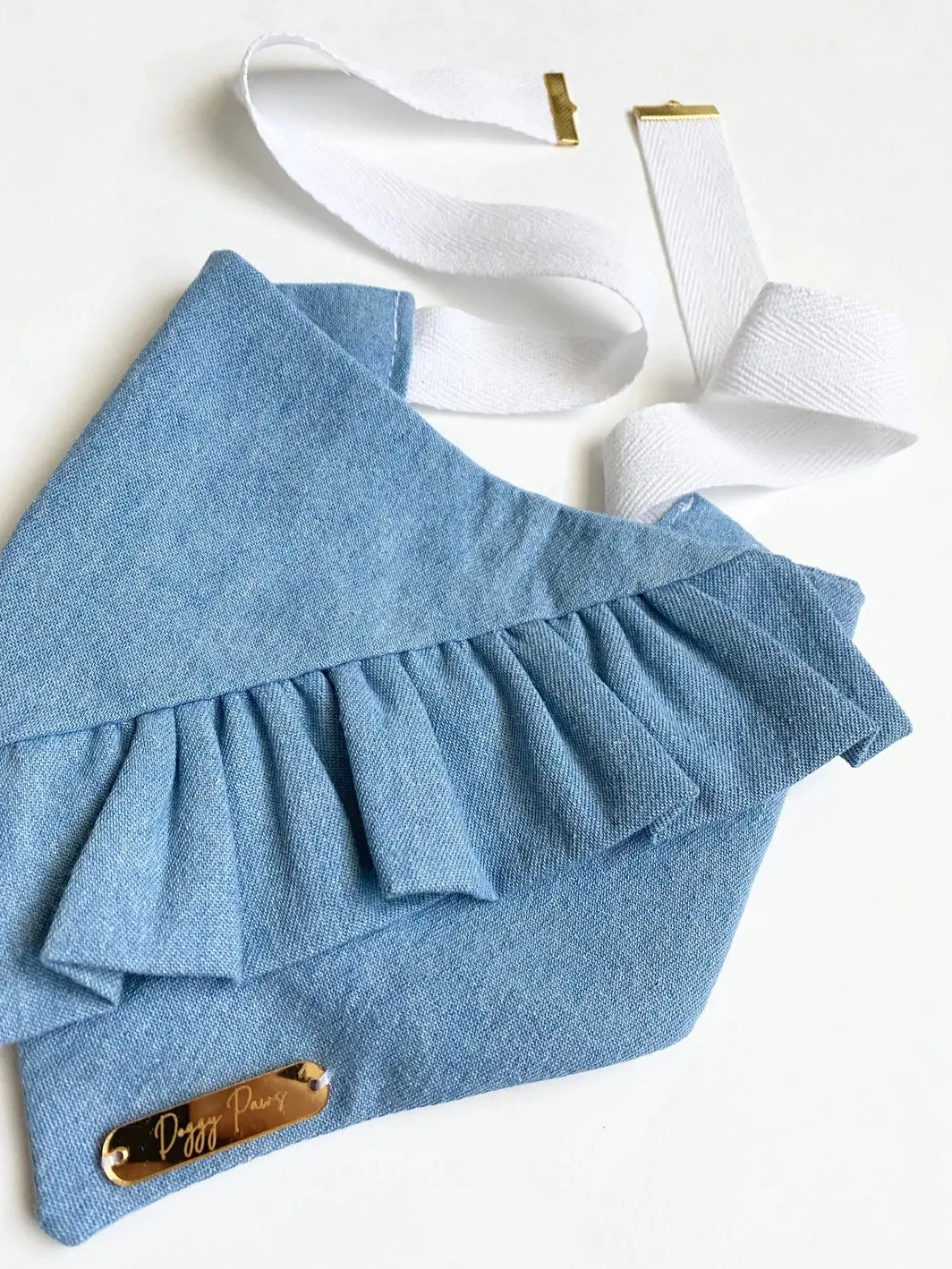 Chambray Ruffle Bandana For Dogs (Made In The Usa) (Final Sale) 2