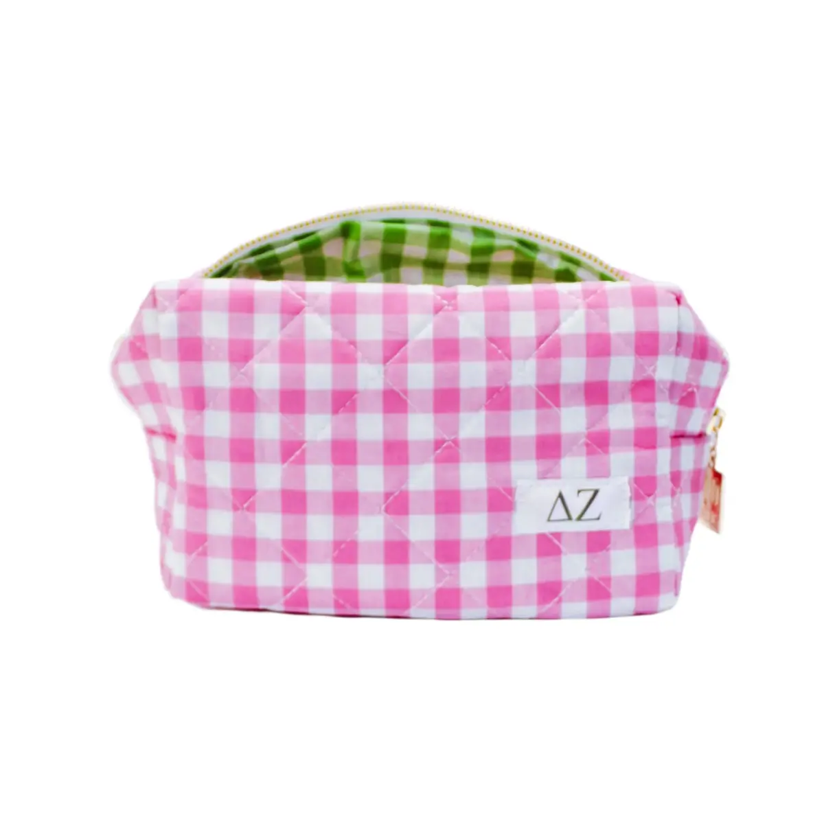 Delta Zeta Gingham Quilted Makeup Bag 1