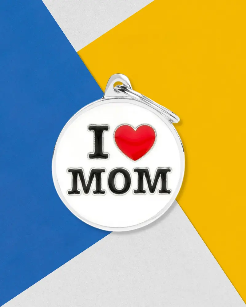 I Love Mom Custom Circle Pet Id Tag 1