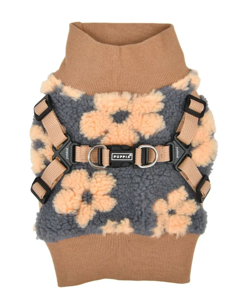 Floral Fleece Dog Harness Vest In Beige (Final Sale) 1