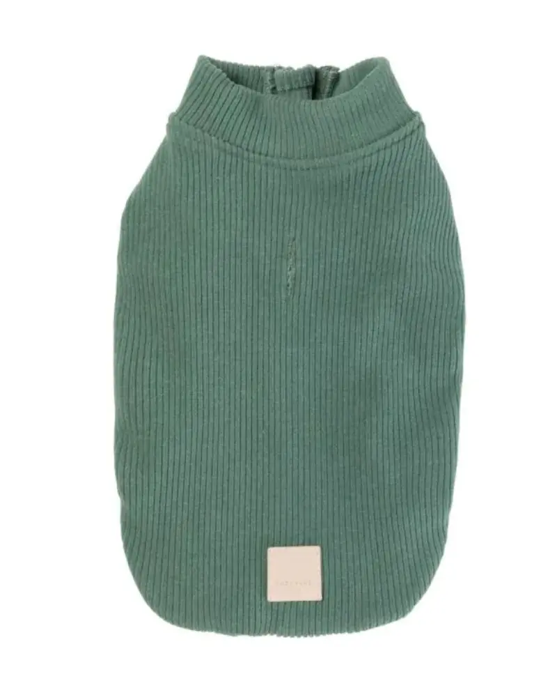 Ribbed Knit Dog Pullover In Myrtle Green (Final Sale) 1