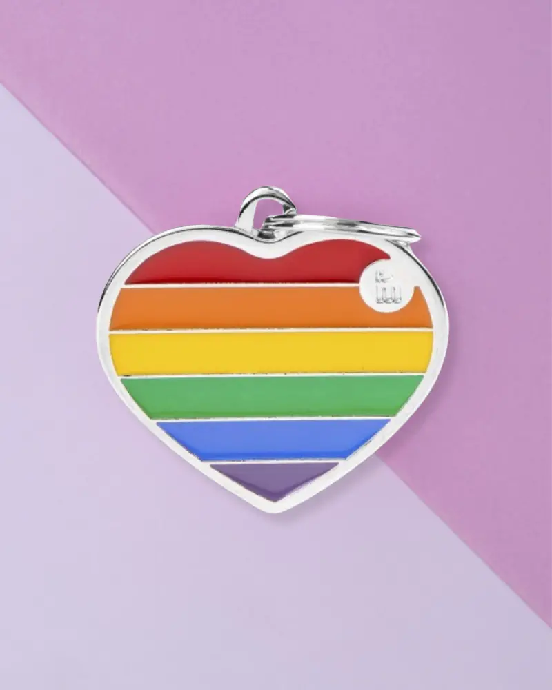 Rainbow Heart Custom Pet Id Tag 1