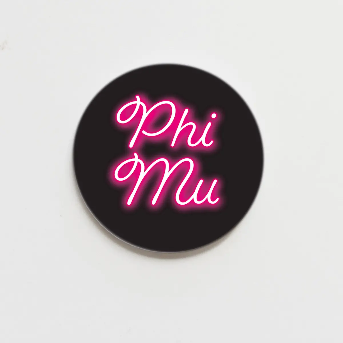 Phi Mu Neon Greek Button - 2.25 Inch 1