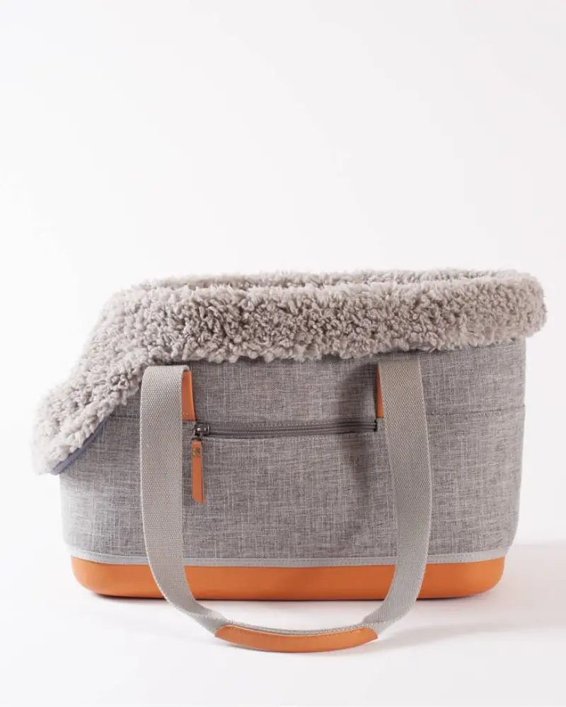 Cozy Grey Shearling Deluxe Dog Carrier 1