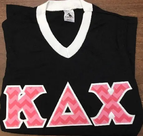 Kappa Delta Chi Striped Sleeve V Neck - Discontinued 1