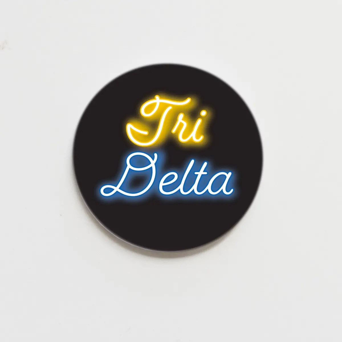 Delta Delta Delta Neon Greek Button - 2.25 Inch 1