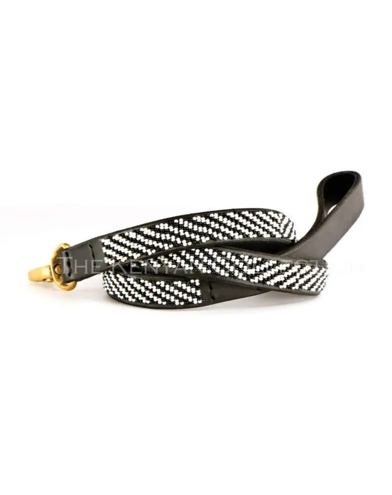 Zebra Black & White Beaded Dog Leash (Final Sale) 1