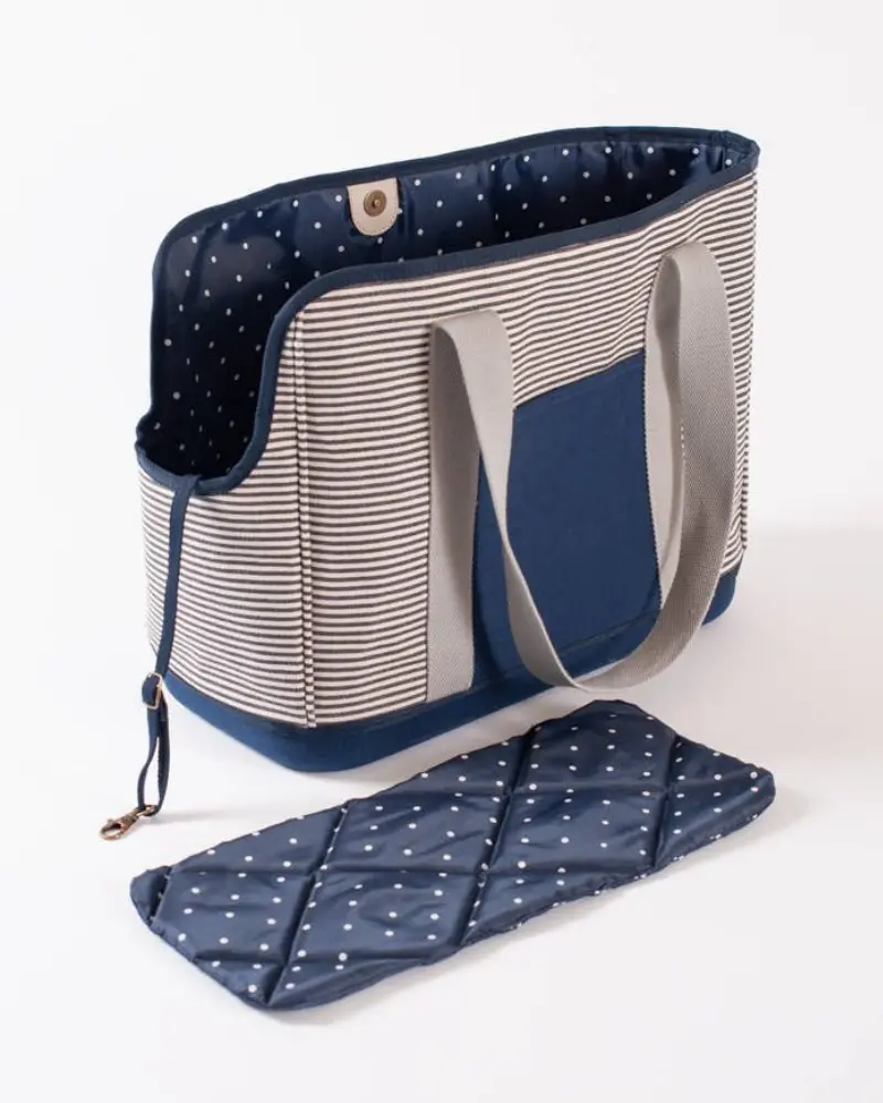 Navy Striped Canvas Dog Carrier (Final Sale) 1