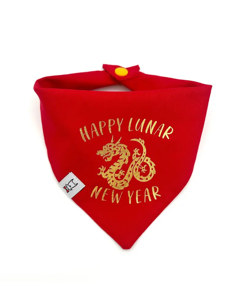 Happy Lunar New Year Dog Bandana (Made In The Usa) 1