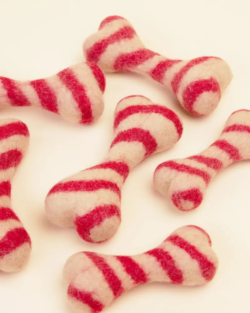 Red Stripe Wool Dog Toy (Final Sale) 1