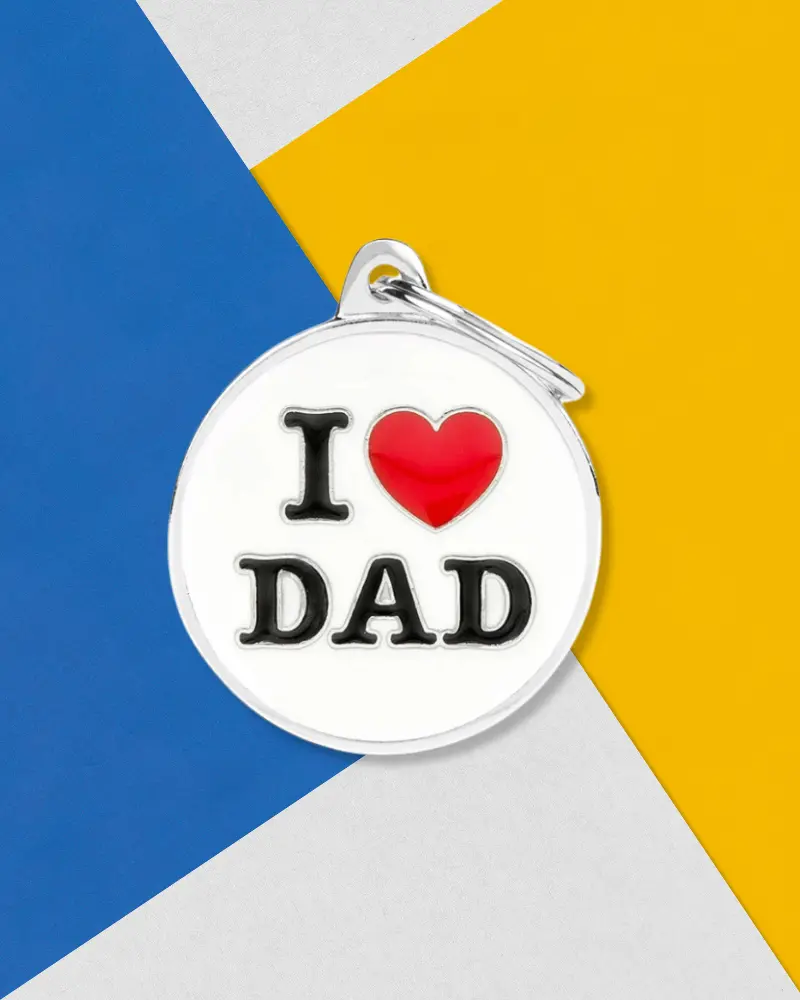 I Love Dad Custom Circle Pet Id Tag 1