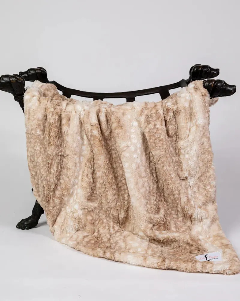 Furry Dog Blanket In Golden Fawn (Made In The Usa) 2