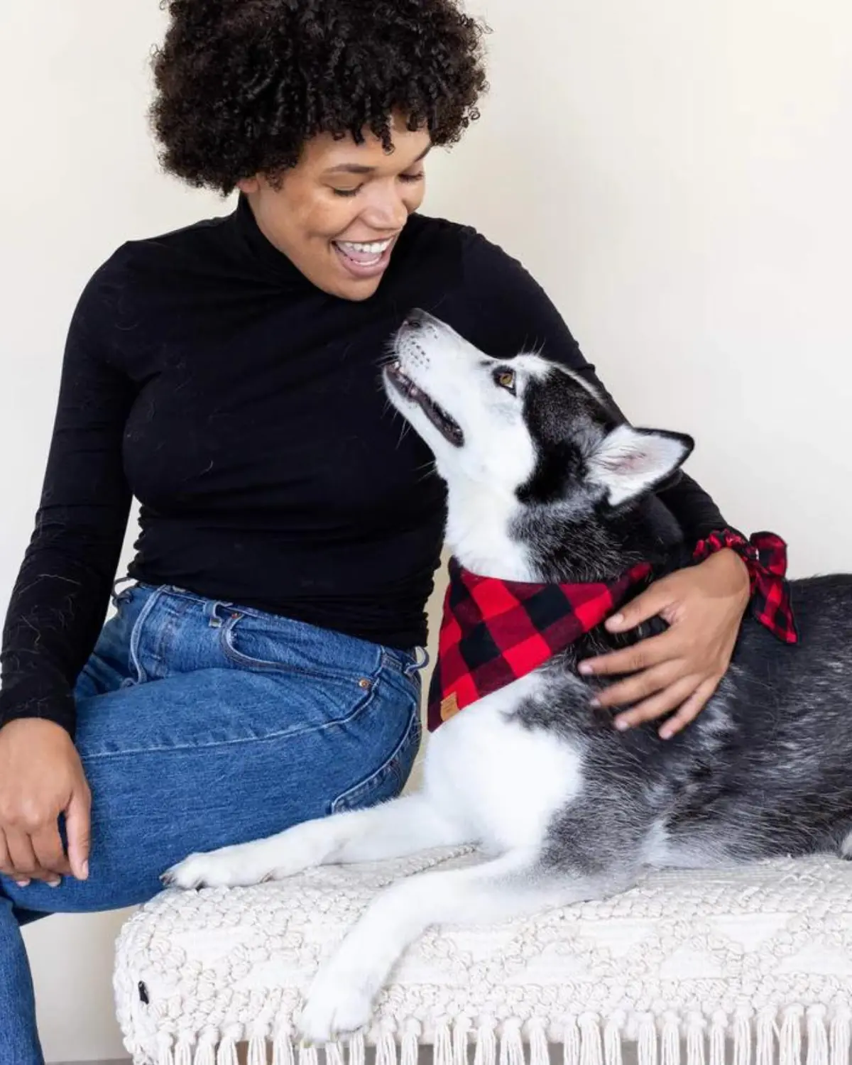Red And Black Buffalo Check Flannel Dog Bandana (Final Sale) 1