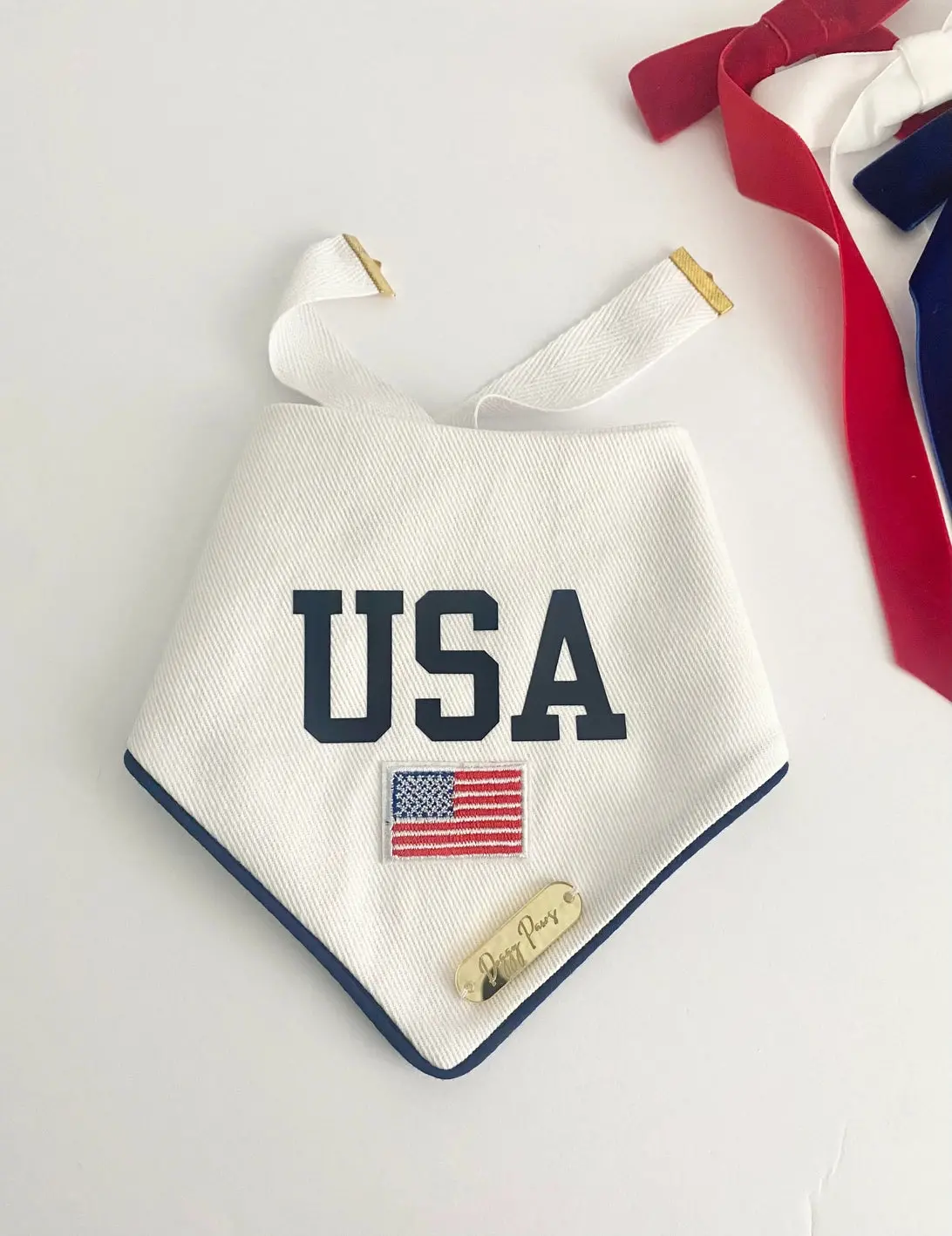 Usa White Denim Dog Bandana (Made In The Usa) 1