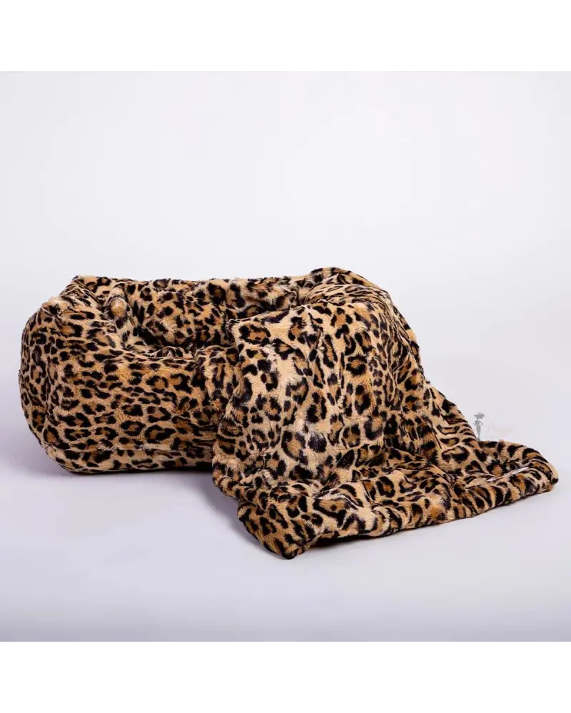 Cashmere Collection Faux-Fur Dog Bed In Leopard (Custom/Direct-Ship) (Made In The Usa) 2