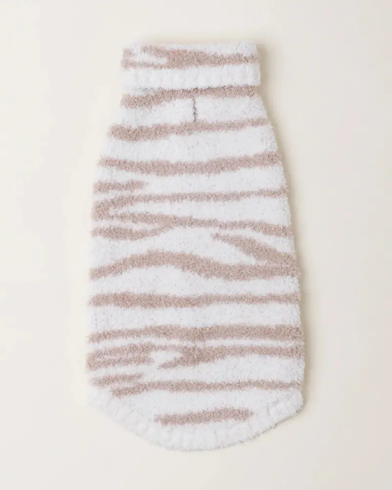 Cozychic Dog Sweater In Cream & Tan Tiger Stripes 1