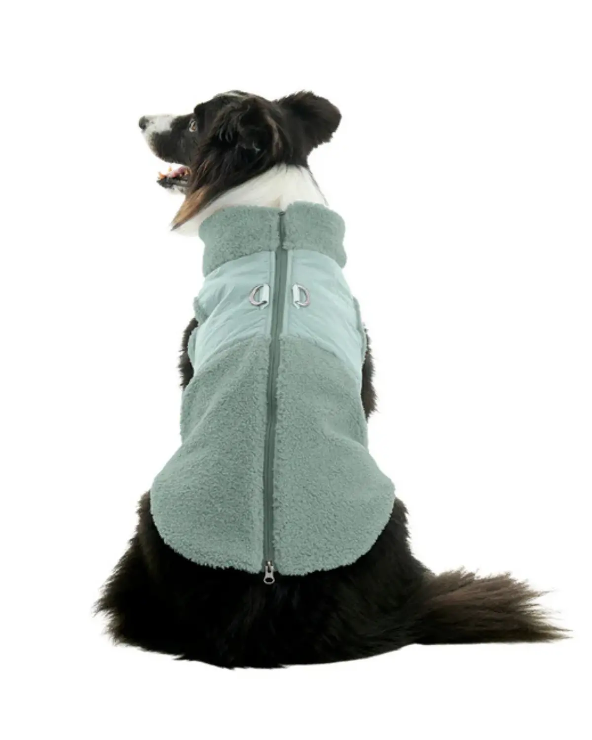 Zip Up Sherpa Dog Harness Vest In Green (Final Sale) 1