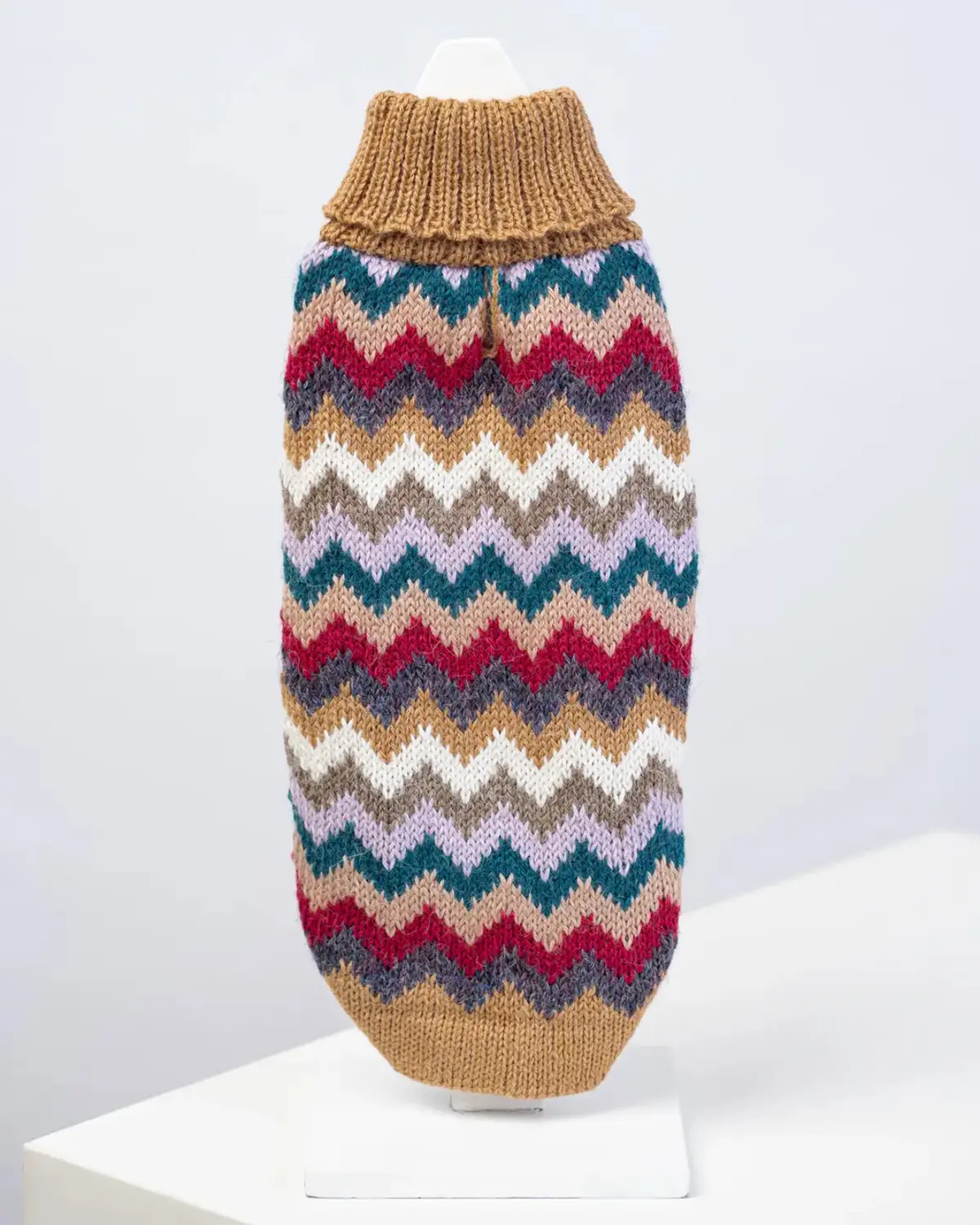 Camel Chevron Alpaca Knit Dog Sweater (Final Sale) 1