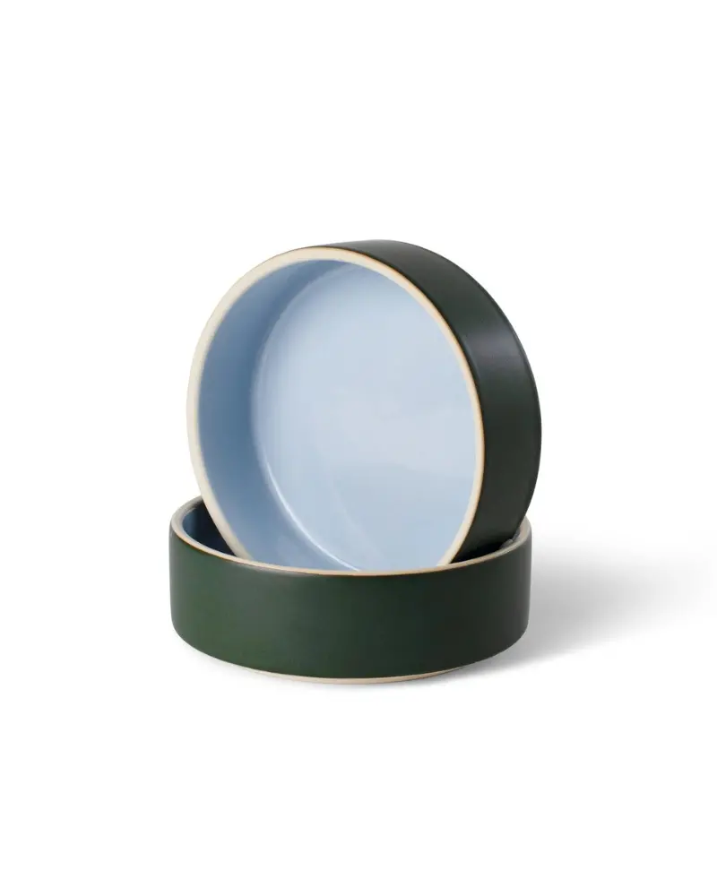 Stoneware Pet Bowl In Forest Or Midnight 1