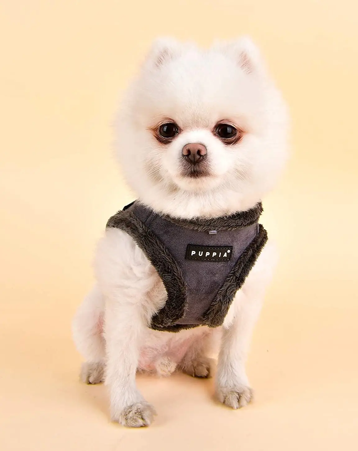 Suede + Shearling Step-In Dog Harness In Grey (Final Sale) 1