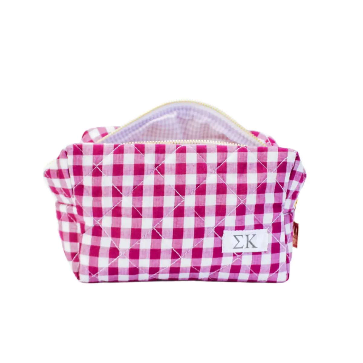 Sigma Kappa Gingham Quilted Makeup Bag 1