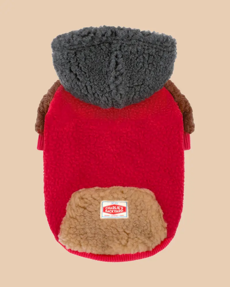 Cooper Plush Fleece Dog Hoodie In Red << Final Sale >> 1