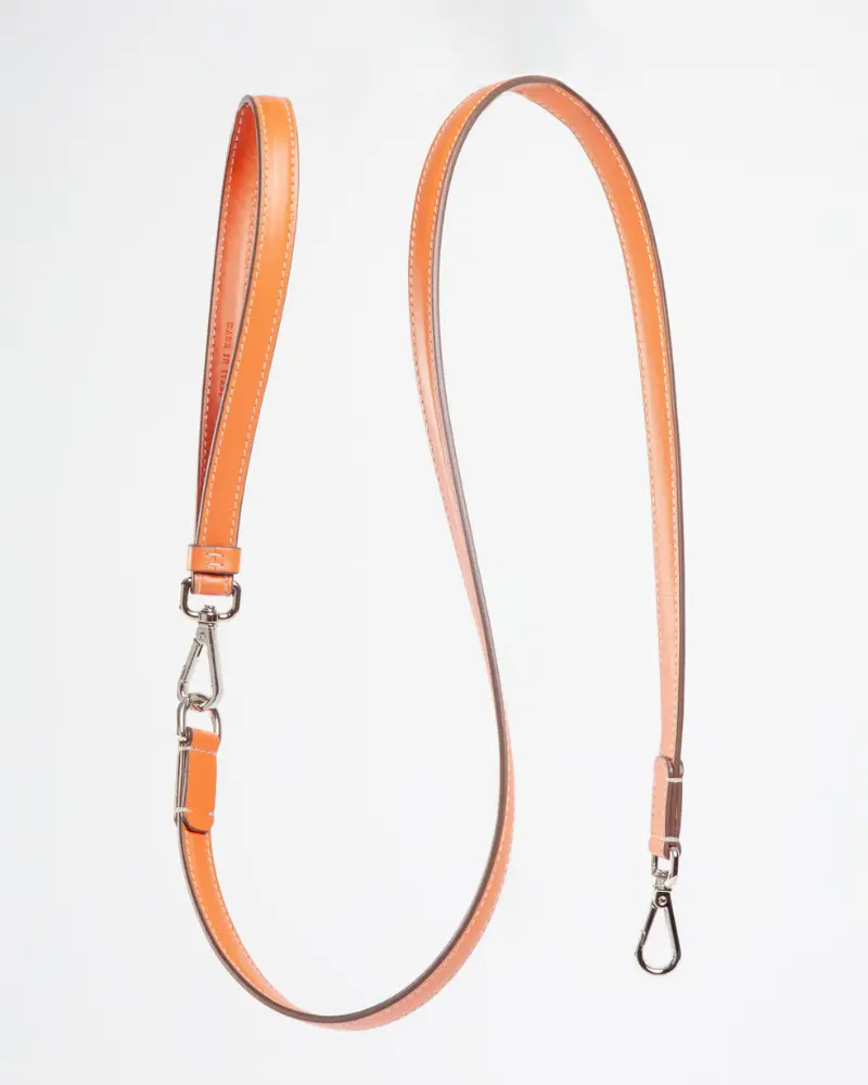 Leather Dog Leash In Orange (Made In Italy) 1