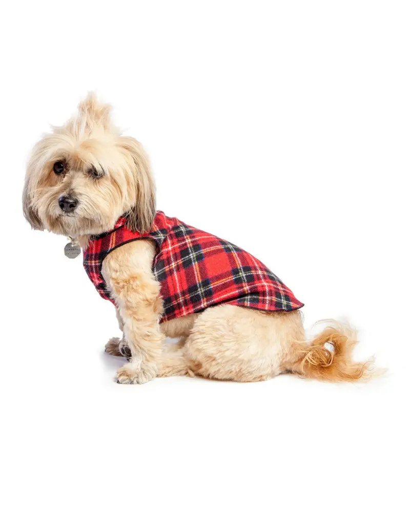 Stretch Fleece In Red Tartan Plaid (Made In The Usa) 1