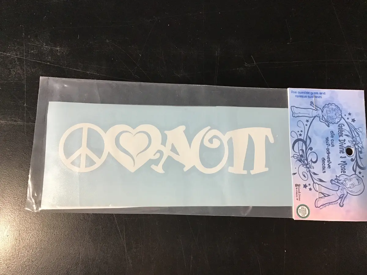 Alpha Omicron Pi Peace, Love Decal - Discontinued 1