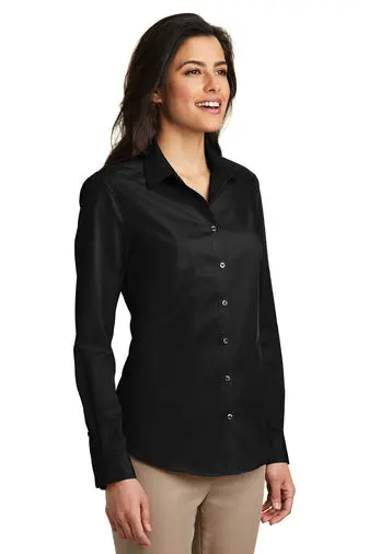 Theta Nu Xi Ladies Long Sleeve Carefree Poplin Shirt 4