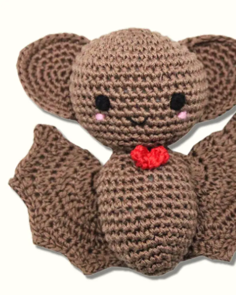 Barney The Bat Cotton Knit Dog Toy 1
