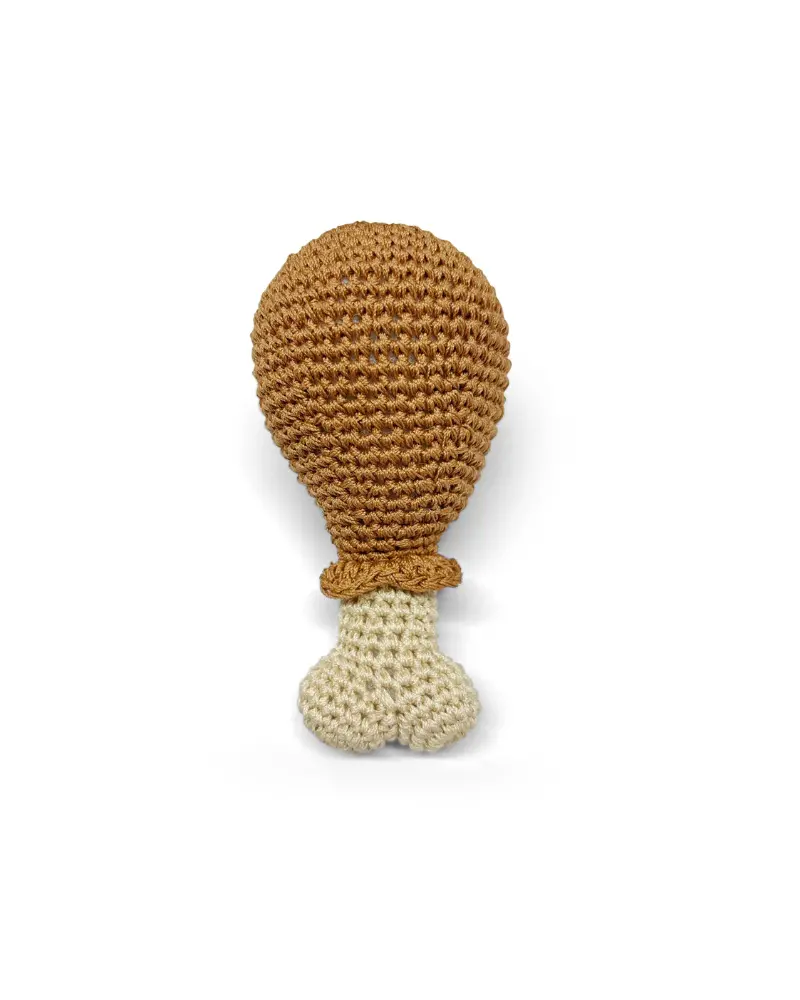 Chicken Leg Squeaky Knit Dog Toy 1