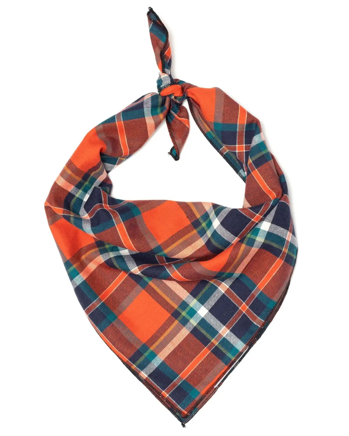 Orange And Navy Plaid Bandana 1
