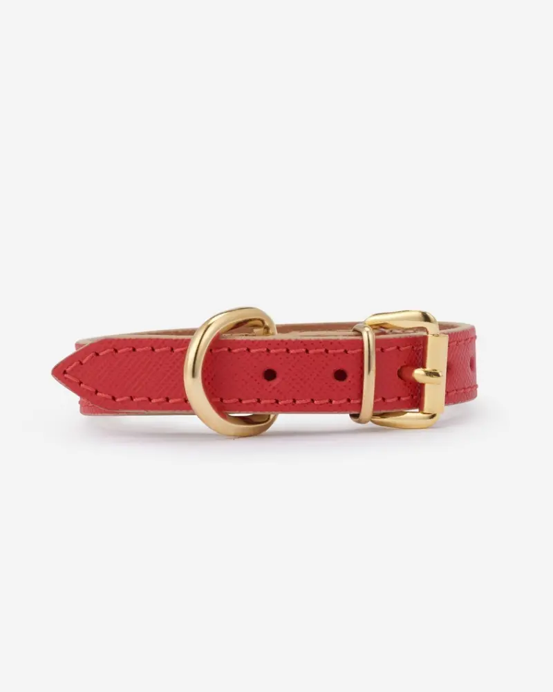 Small Dog Collar In Red Leather (Made In Italy) (Final Sale) 2