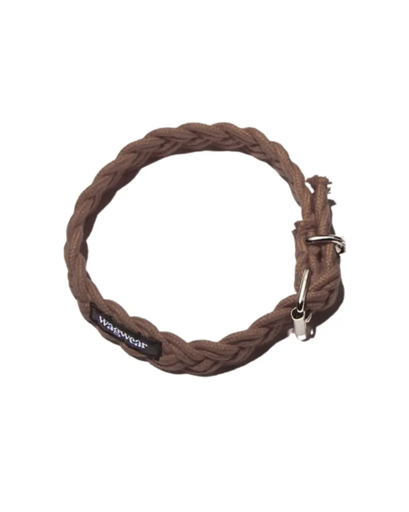 Braided Fisherman Dog Collar In Brown (Made In The Usa) 1