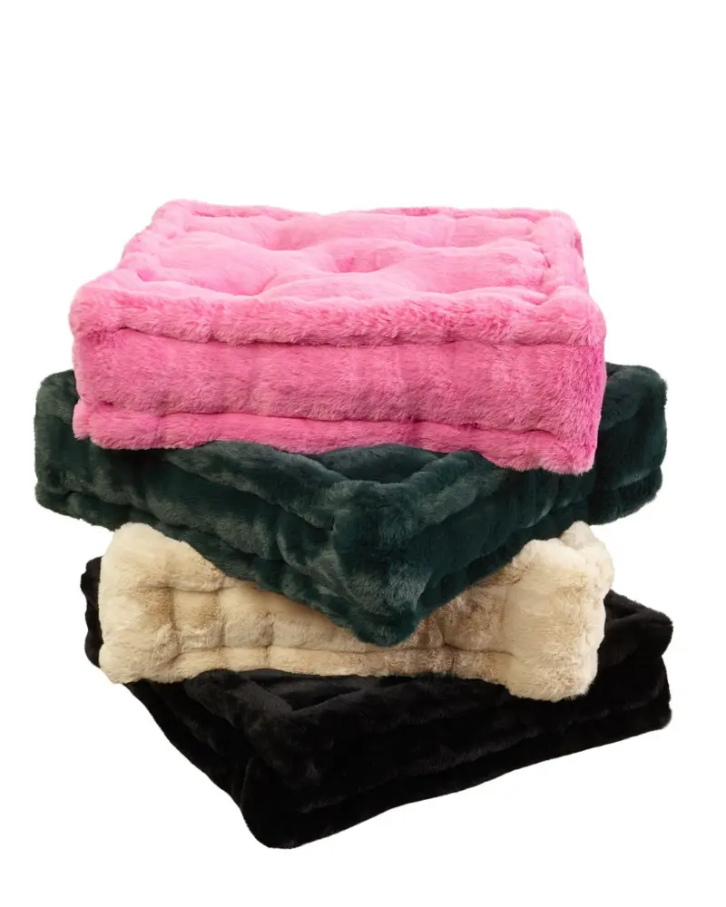 Claudia Faux Fur Mini Dog Floor Cushion In Black 2