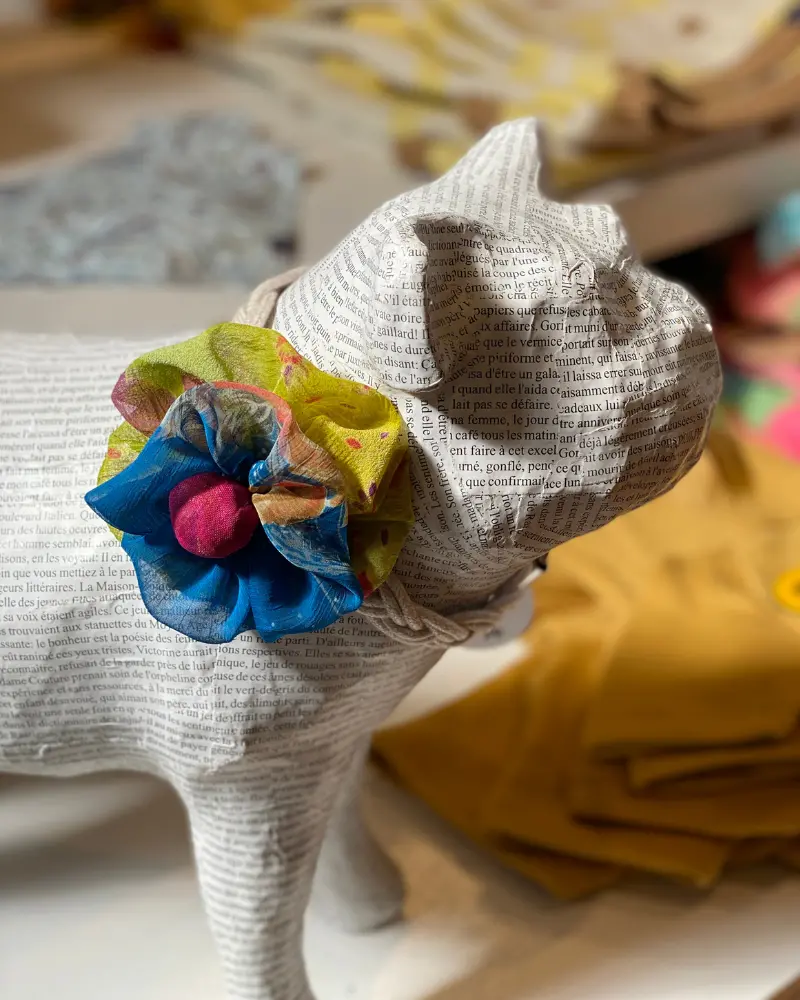Upcycled Fabric Collar Flower - Assorted Colors<Br>(Final Sale) 1