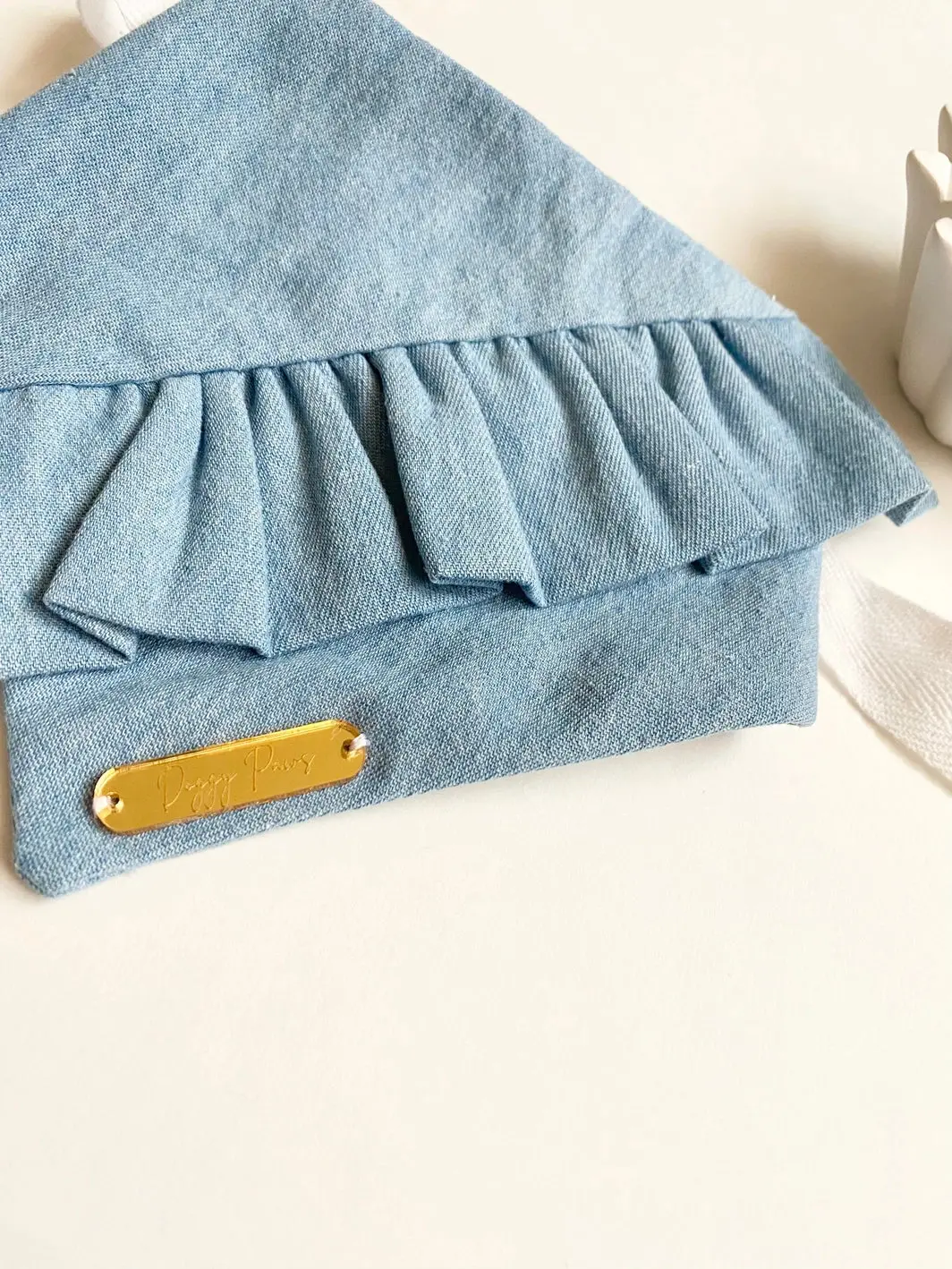 Chambray Ruffle Bandana For Dogs (Made In The Usa) (Final Sale) 4