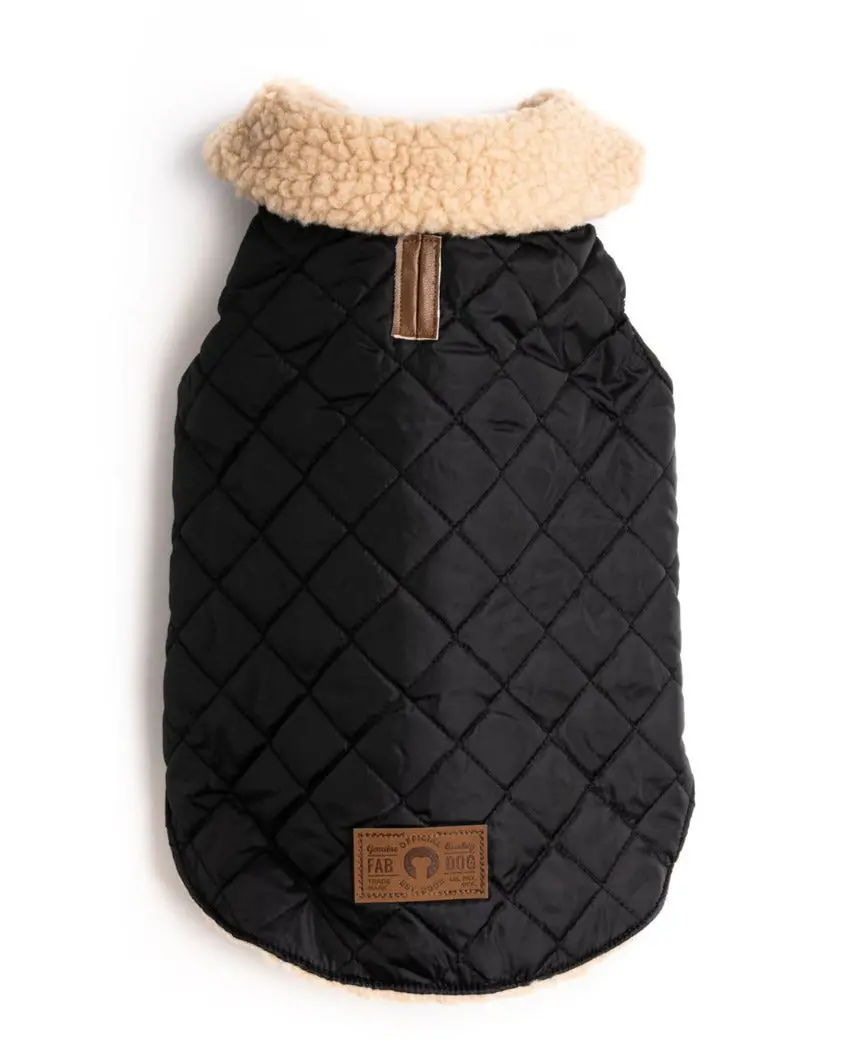 Black Quilted Faux Shearling Dog Coat (Final Sale) 1