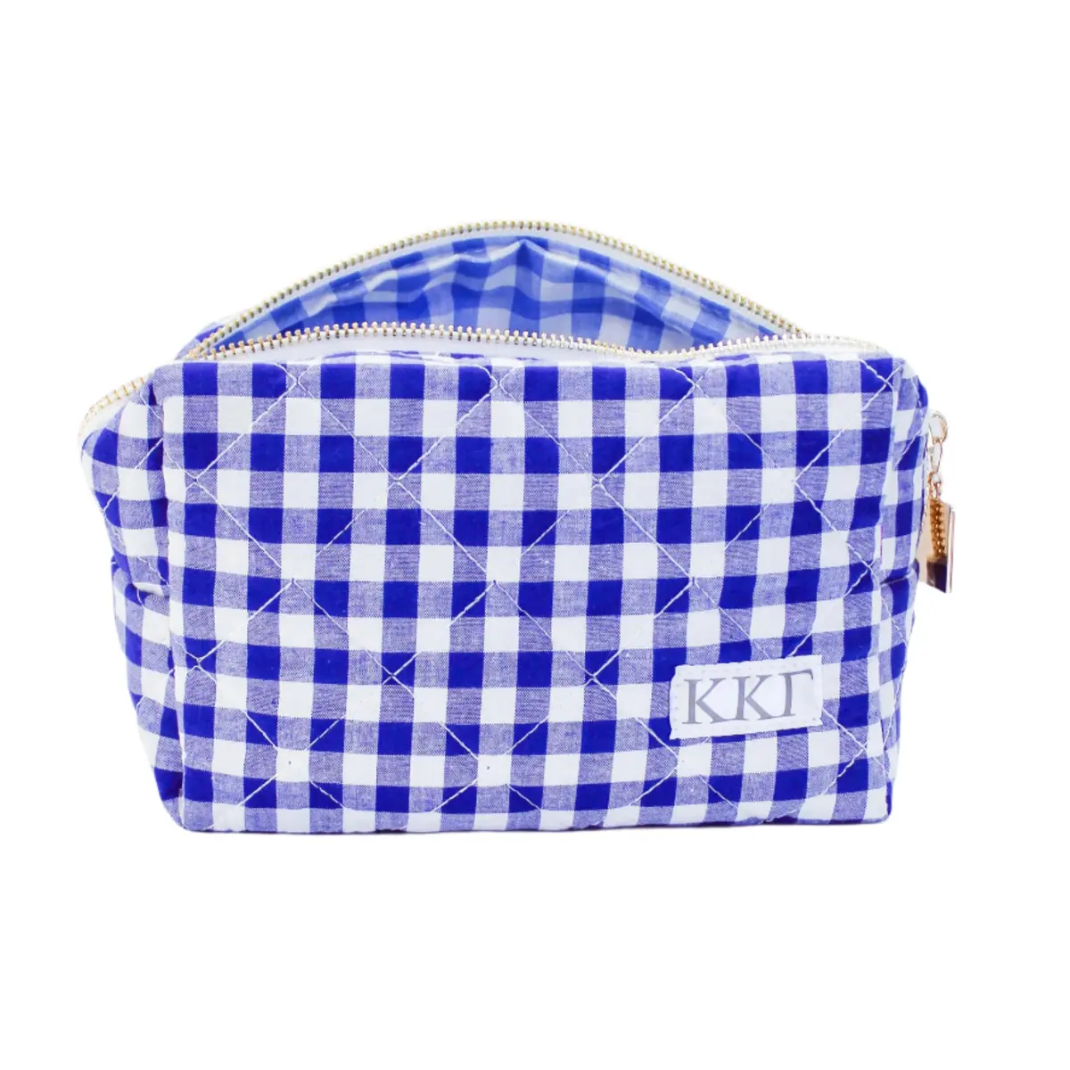 Kappa Kappa Gamma Gingham Quilted Makeup Bag 1