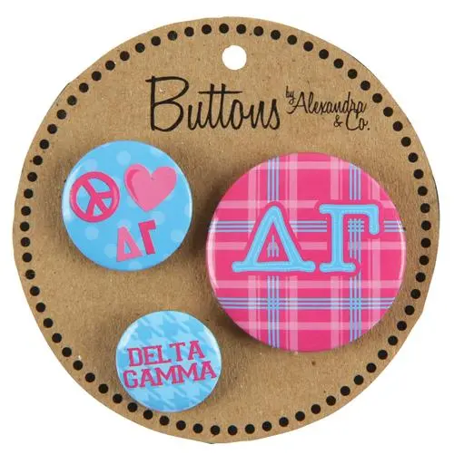 Delta Gamma 3-Pack Printed Buttons 1