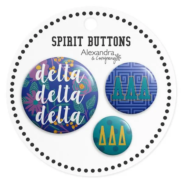 Delta Delta Delta Spirit Printed Buttons 1
