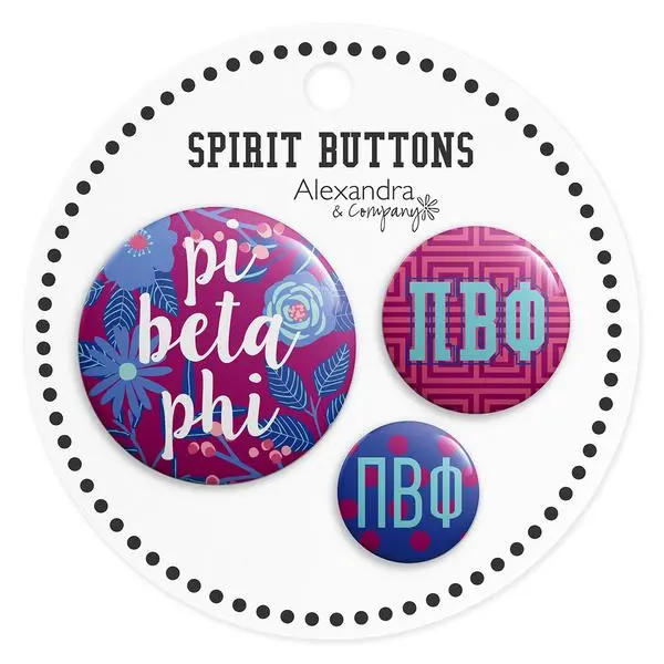 Pi Beta Phi Spirit Printed Buttons 1