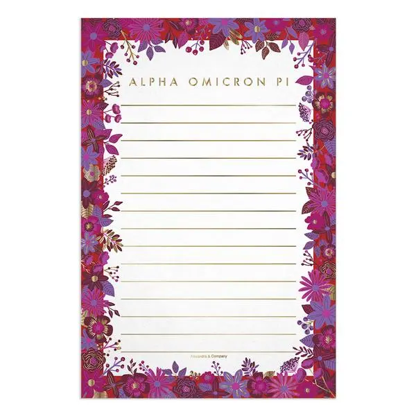 Alpha Omicron Pi Floral Notepad 1