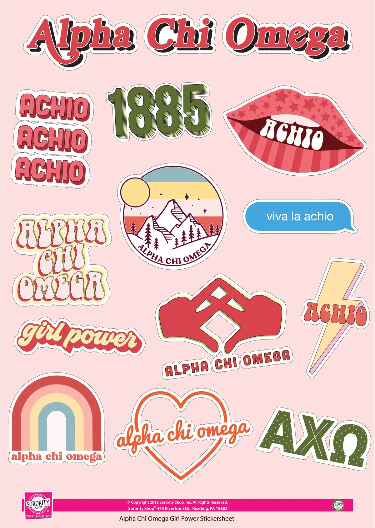 Alpha Chi Omega Girl Power Sticker Sheet 1