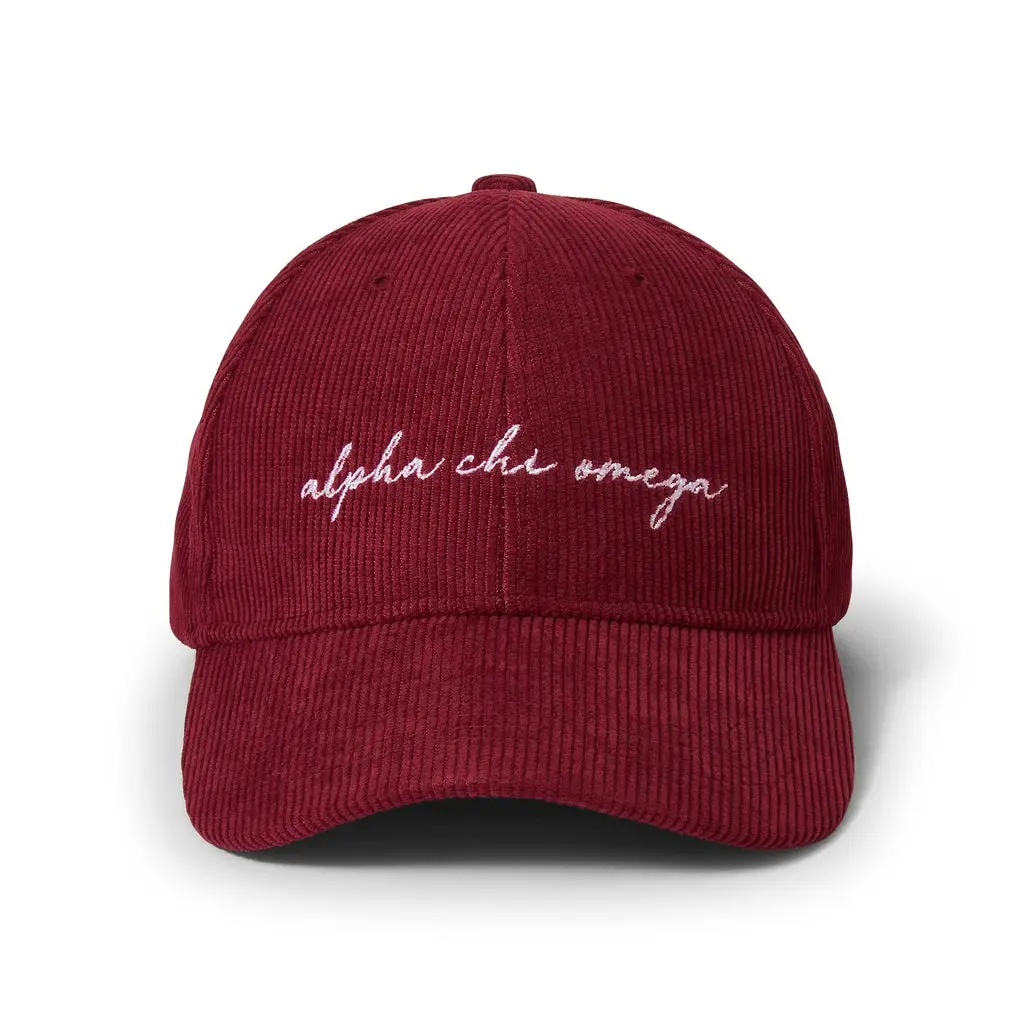 Alpha Chi Omega Embroidered Corduroy Hat 1