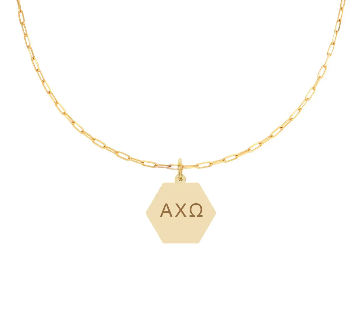 Alpha Chi Omega Paperclip Necklace With Pendant 1