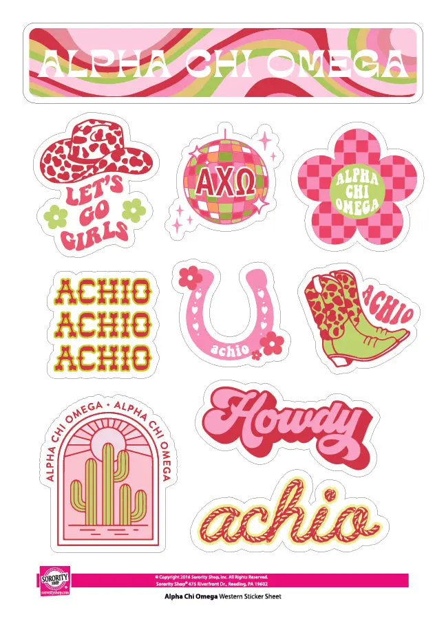 Alpha Chi Omega Western Disco Sticker Sheet 1