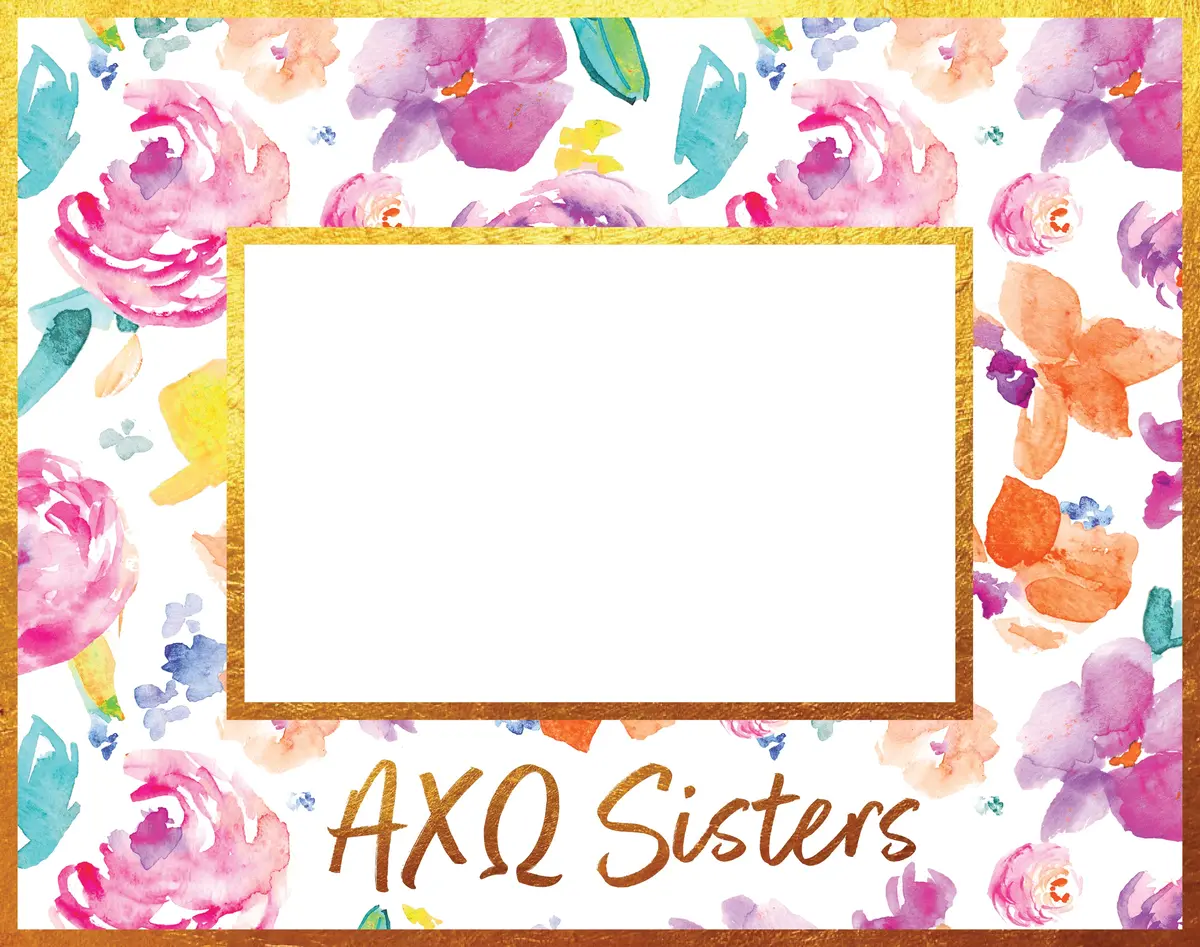Alpha Chi Omega Gold Foil & Floral Painted Wooden Picture Frame 1